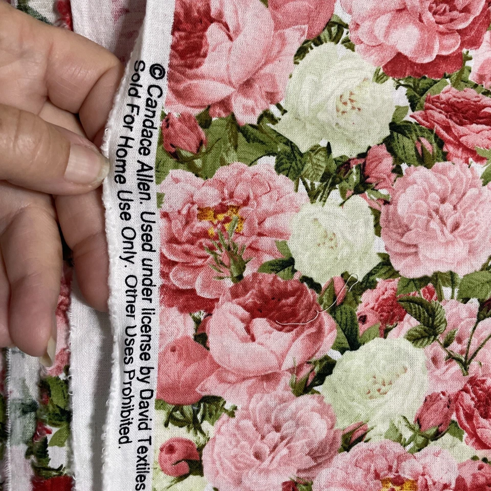 Roses ALLOVER SHADES OF PINK & White  COTTON DAVID TEXTILES OOP 1 Yard 24” Long - Image 3 of 4