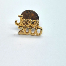 Jesus 2000 Pin Gold Tone Y2K Lapel Enamel Collectible