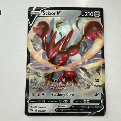 Pokemon SCIZOR V 118/189 Darkness Ablaze - ULTRA RARE HOLO