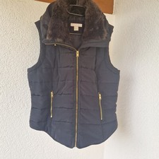 Weste schwarz Gr L mit Fellkragen und Kaputze