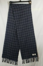 House of Scotland 100 Lambswool Scarf - Blue Black Gray Plaid