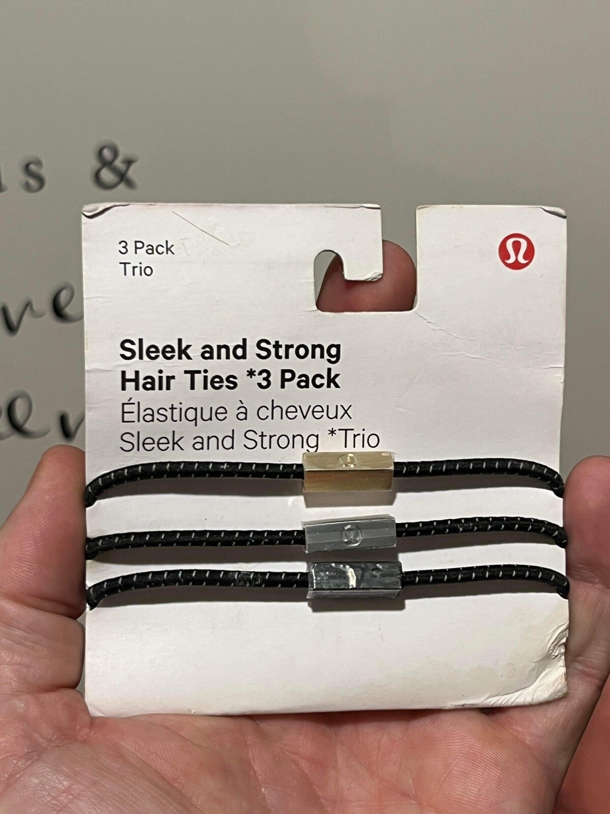 Lululemon Sleek and Strong Hair Ties Logo Multi 3 Pack Elastics Pony