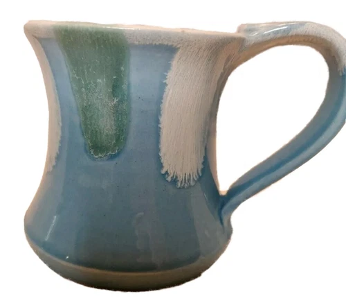 Dryden Original 1990 Signed Art Pottery Blue Green and Cream Coffee Tea Mug