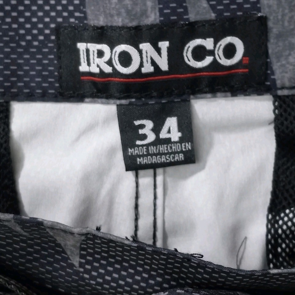 IRON CO Shorts Mens 34 Belted Stretch Hybrid Cargo Camo Hiking Beach