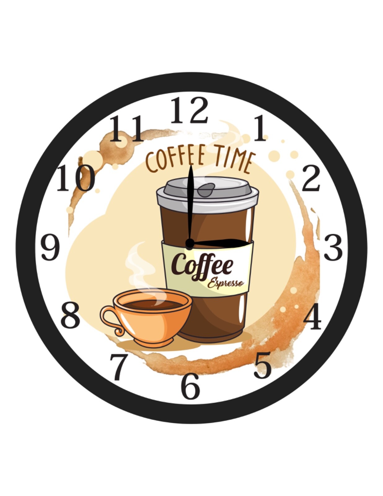 Personalized Clock -Coffee, Coffee Time, Coffee Clock, Coffee Shop, Hot Coffee