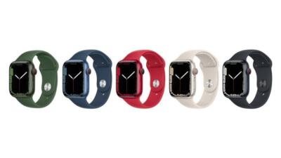Apple Uhr Serie 7 45mm GPS + Zelluläre(LTE) Aluminium Sport Bänder - Exzellent