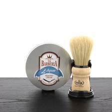 Omega Via Barberia Aquae Shaving Cream Beachwood Boar Bristle Brush