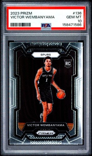 2023 PANINI PRIZM #136 VICTOR WEMBANYAMA ROOKIE RC PSA 10