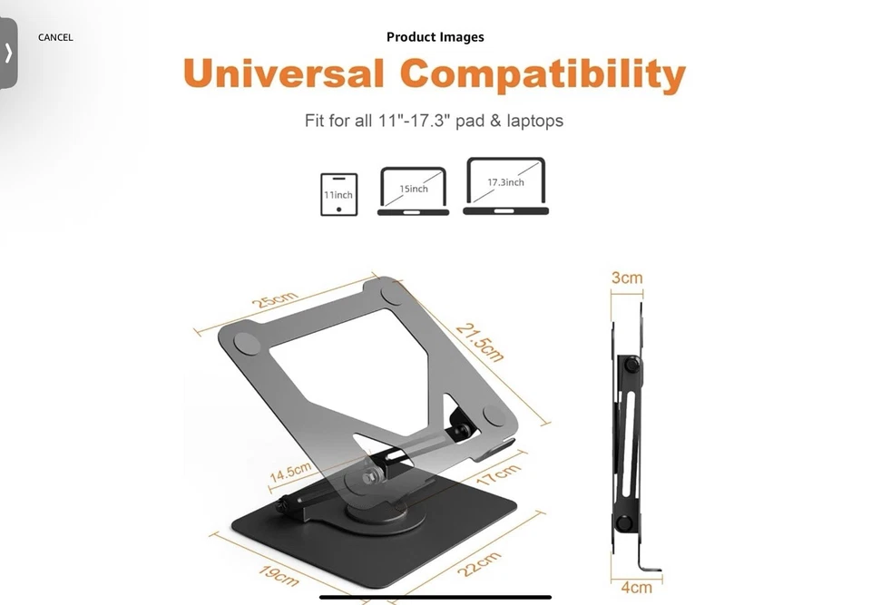 Laptop iPad Air Pro keyboard Stand Riser Desk Adjustable GRIFEMA up to 17 inches - Image 3 of 4