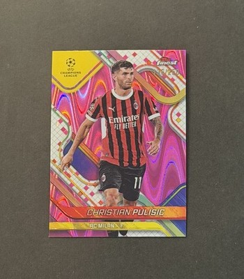 2024-25 Topps Finest UEFA #76 Christian Pulisic Pink Raywave Refractor /250