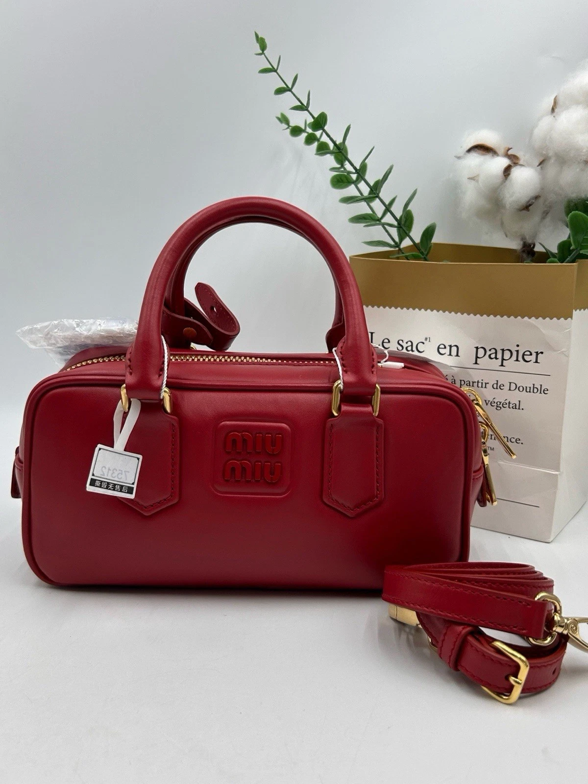 Miu Miu — Authentic Pre-owned Miu Miu Small Bowling Bag Red Calfskin Leather