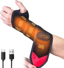 Cordless Wrist Heating Pad Wrap, Heated Carpal Tunnel Wrist  Vibration 3 Hea...