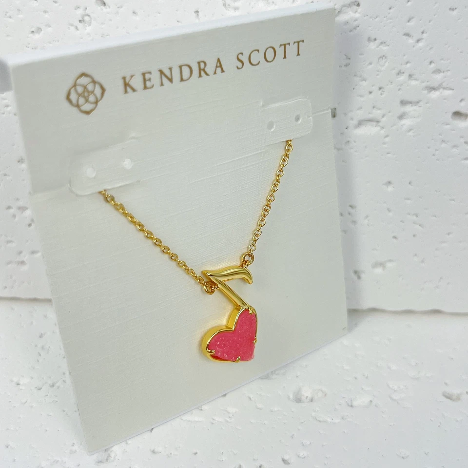 Красота! Dolly Parton x Kendra Scott золото Ari сердце музыкальное ожерелье в розовый Drusy - Изображение 2 из 4