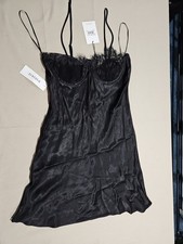 Bardot Lace Incert Mini Slip Dress For Ladies 8/m Color Black