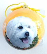 E S Pets Maltese Puppy Cut Shatterproof Christmas Ornament