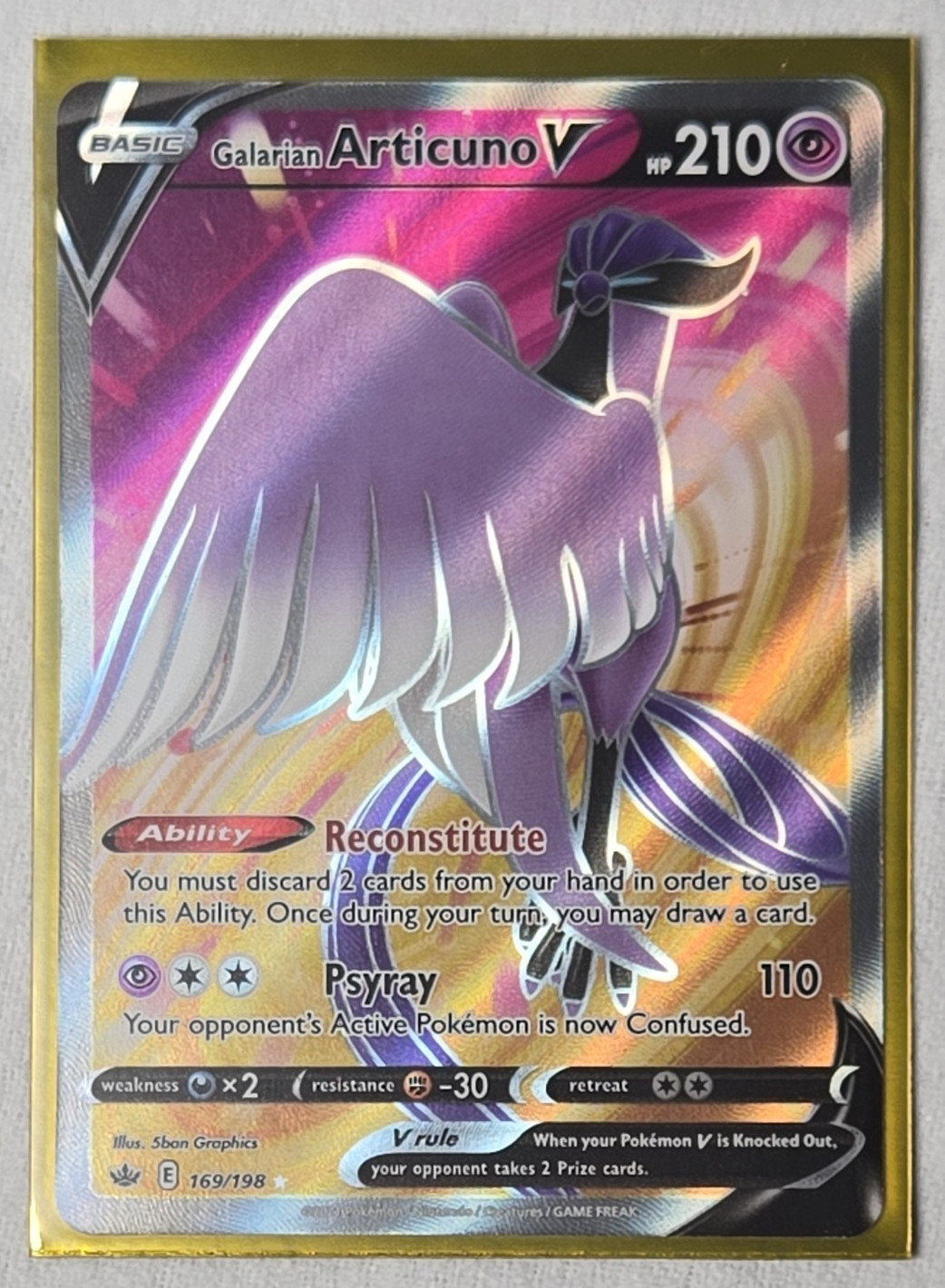 Galarian Articuno V 169/198 Ultra Rare - Sword & Shield Chilling Reign Set - NM