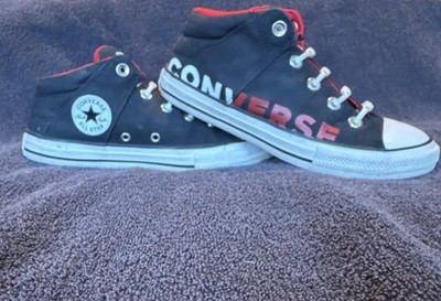 Converse All Star Boys Mid Top Sneakers Black Red US 4 UK 3.5 EU 36