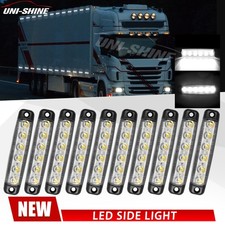 10 pcs White 24V 6 LED Side Front Marker Indicator Lights Lamp Truck Trailer