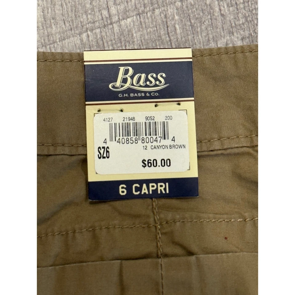 Pantalones capri Bass Heritage Collection para mujer cargo marrón cañón talla 6 Foto 3 de 4