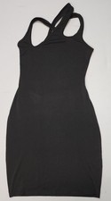 M Sexy Backless black sleeveless bodycon Ribbed mini dress Asymmetrical Neck