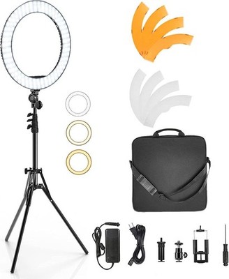 19 Inch Ring Light with Stand & Phone Holder   55W 5500K Professional Ring