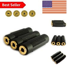 Gold-Plated 3.5mm Female to Female Stereo Jack Adapter - 3 Pack Connection Set