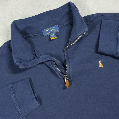 Polo Ralph Lauren Quarter-Zip Pullover Kids XL 18-20 Navy Blue Cotton Interlock