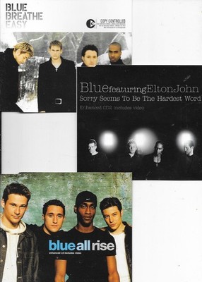 3 x BLUE - breathe easy + all rise + sorry seems to be the hardest word - CD s
