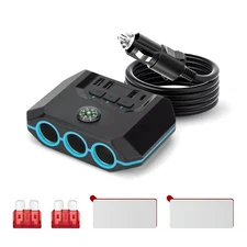 Car 3 Way Cigarette Lighter Socket USB Charger Splitter Power Adapter 120W