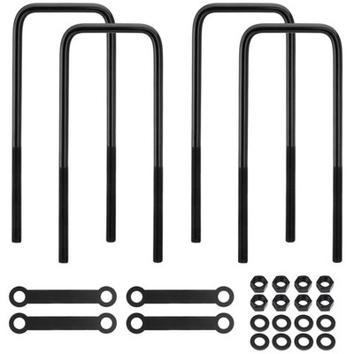 12 inch Square Bend U-Bolt Kits, Heavy Duty Steel Square U-Bolts with 6 inch Tie