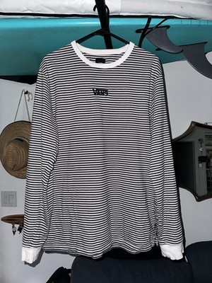 VANS Men s Black Blue Green Striped Heavyweight Cotton Long Sleeve Shirt Sz L