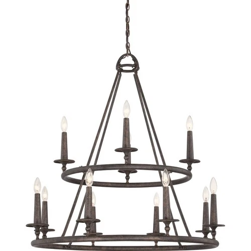 Voyager Chandelier 12 Light Steel - 36 Inches high Chandelier Quoizel Lighting - Picture 1 of 7
