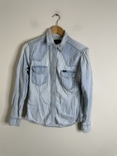 Lee sanforisiertes Hemd Größe Small blau Damen Western Cowboy Druckknöpfe Taschen