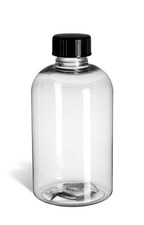 4 oz Clear PET Boston Round Plastic Bottle with Black Cap