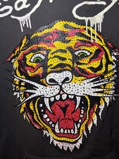 Ed Hardy Rhinestone Tiger Black Hoodie - Miss...