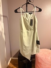 Lulus Sage Spaghetti Strap Lined V-Neck Mini Dress XS NWT