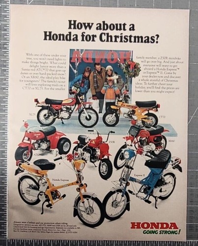 1978 Honda Motorcycle Vintage Print Ad XR80 CT70 XL75 z50R Honda Express II