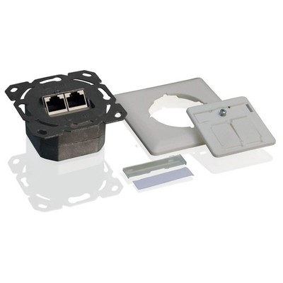 Helos Junction Box, Cat 6A (EIA/TIA), AP/UP, 2 Port, Horizontal, Pure White