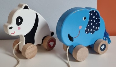 Holztier Auf Räder Holzschnitzer Spielzeug Holz Pandabär Elefant