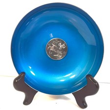 REED & BARTON Blue Luster Enamel Aries Zodiac Astrology Silver Plate Bowl 193