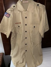 Boy Scout BSA UNIFORM SHIRT Mens Large Short Sleeve Tan D30
