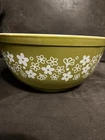 Vintage Pyrex Green Spring Blossom Crazy Daisy Nesting Mixing Bowl #403 2.5 Qt.
