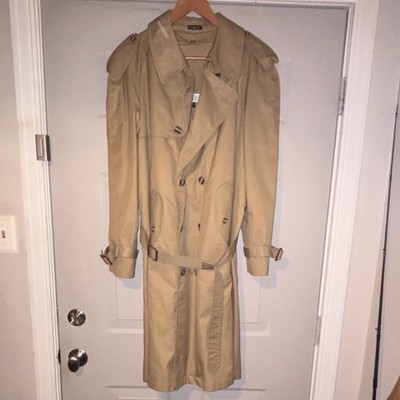 Anderson-Little Men's Beige Trench Coat 40R Double Breasted Belted Epaulet