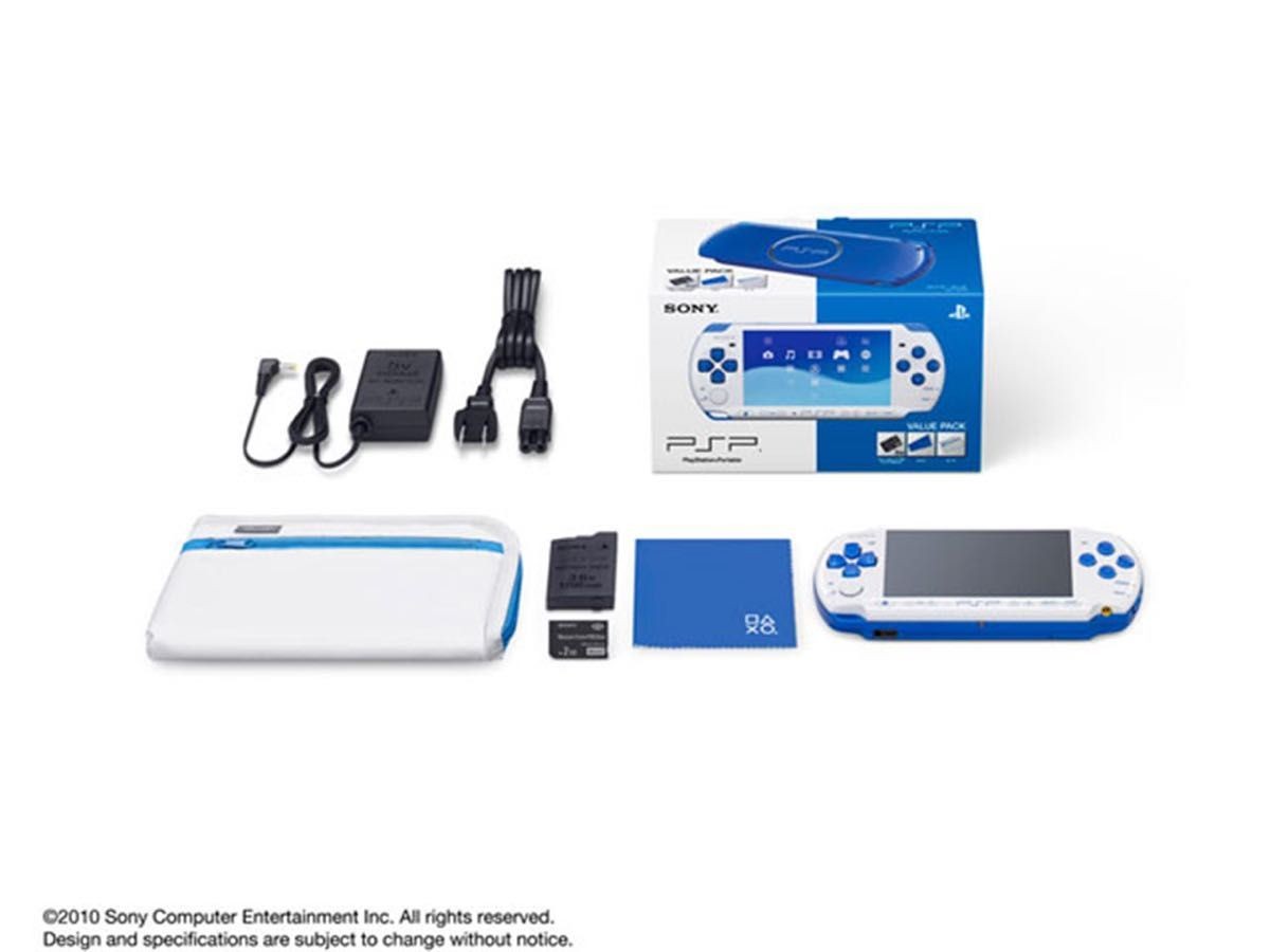 Sony PSP 3000 Value Pack White & Blue Handheld System for sale