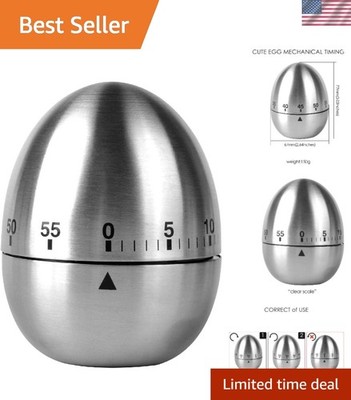 JR-WG015 Egg Kitchen Timer Stainless Steel Mechanical Rotating Alarm 60 Minut...