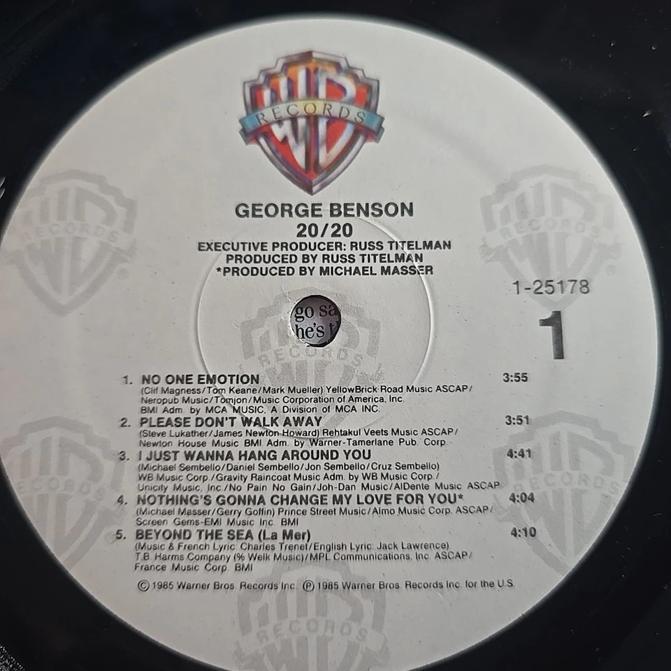 George Benson - 20/20 - 1985 WB 125178 - Vinyl Record LP - VG+ All Over - Image 3 of 4