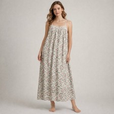 Vtg Victorias Secret M Floral Cotton Nightgown Prairie Gold Label Cottage Core