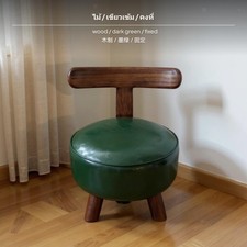 2-Piece Vintage sturdy wood Wood Accent Stool Set, Soft Upholstered Bench for