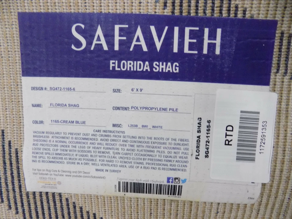 Alfombra dañada CREMA/AZUL 6' X 9' precio reducido 1172591353 SG472-1165-6 Foto 4 de 4