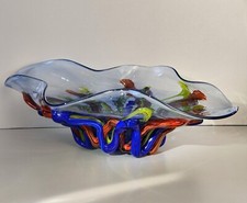 CENTROTAVOLA VETRO Murano FIRMATO L. Tagliapietra SOMBRERO cannule GLASS VASE